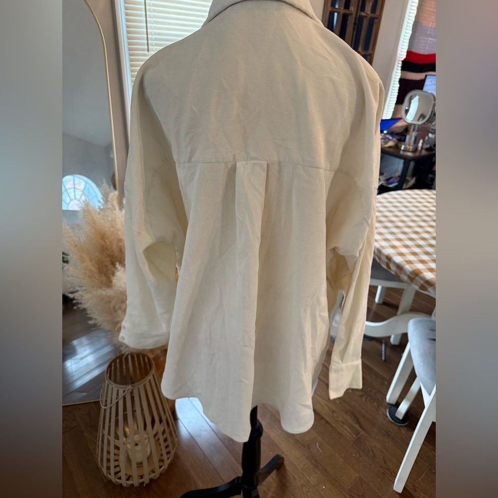 Zara Off-White light corduroy Oversized Top - Picture 5 of 7